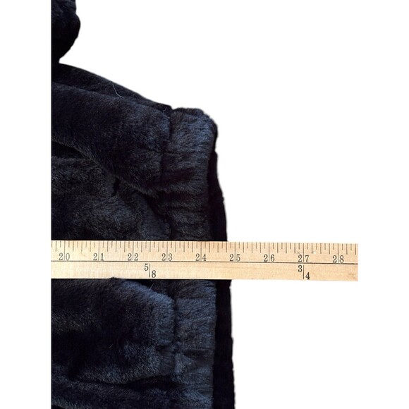 PrettyLittleThing Black Faux Fur Balloon Sleeve Hooded Jacket Women's Size 8 US - Picture 10 of 14